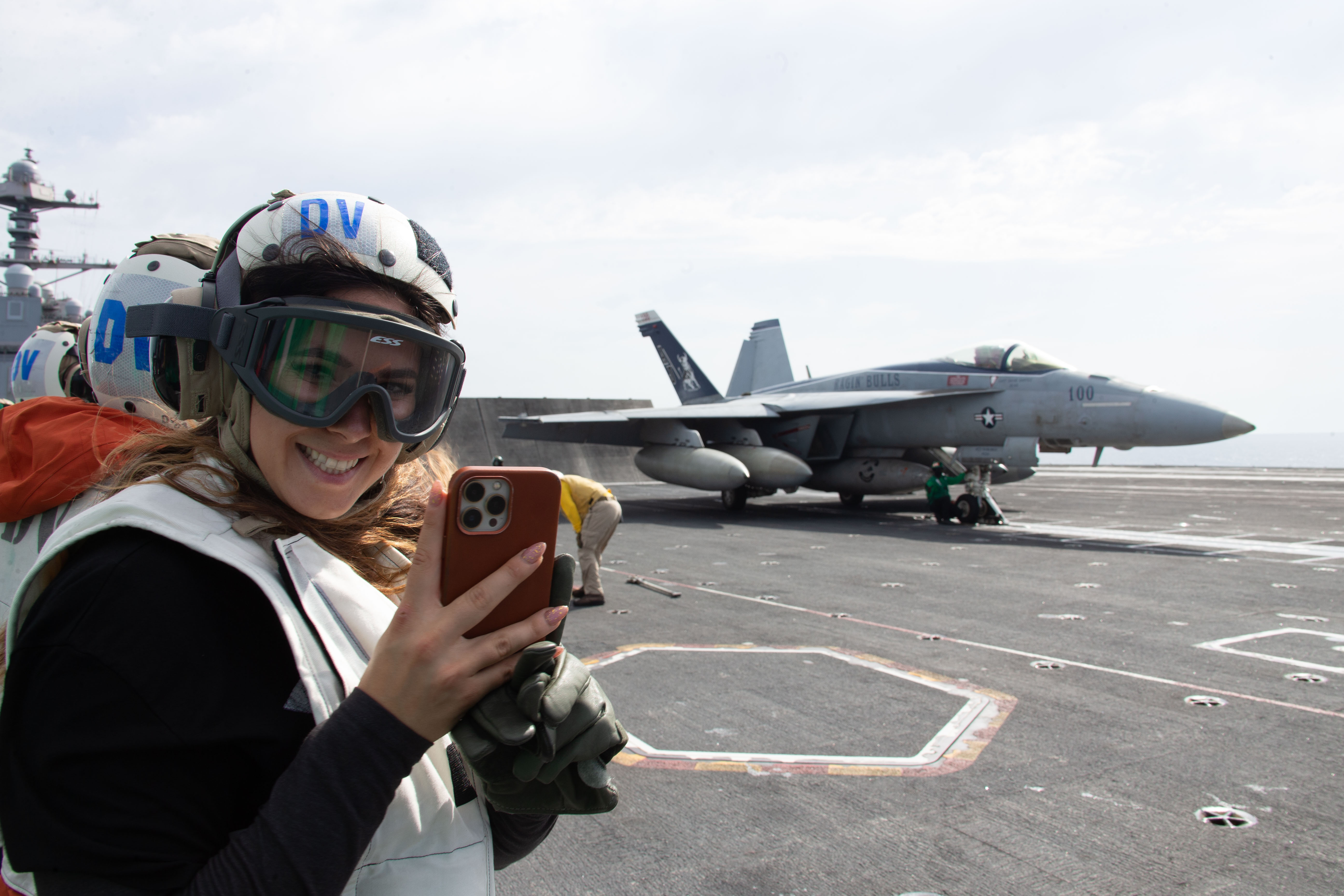 Military content creator on aircraft carrier